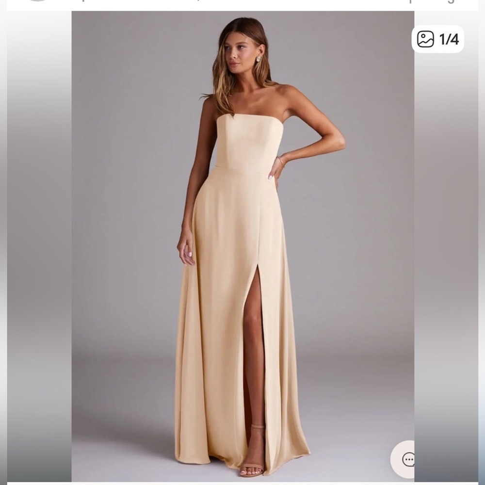 Azazie Wren Strapless Dress in White Alabaster
